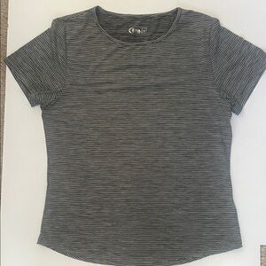 Zyia Women's Gray Striped Short Sleeve Tee